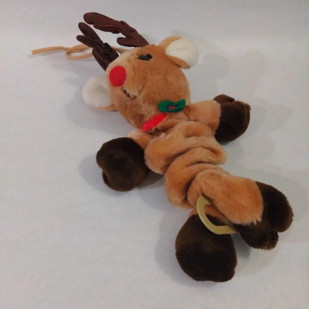 Vintage 1986 Dakin Rudolph Red Nosed Reindeer Retractable Pull String Plush Toy